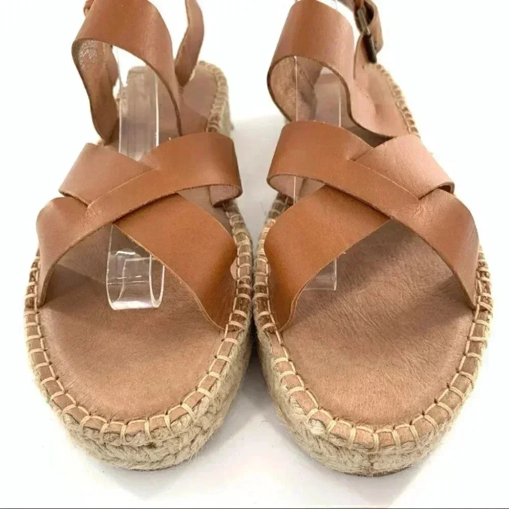 Madewell sandals style md776 size 9 cognac brown strappy Espadrilles platforms